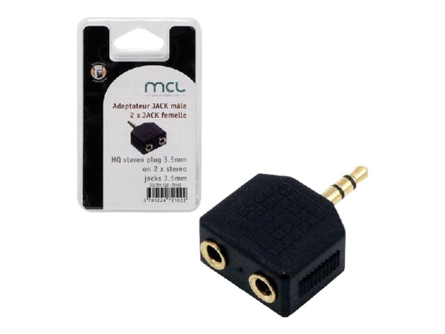 MCL Samar - adaptateur audio/stéréo JACK 3.5 (M) vers 2 prises JACK 3.5 (F) - haute qualité