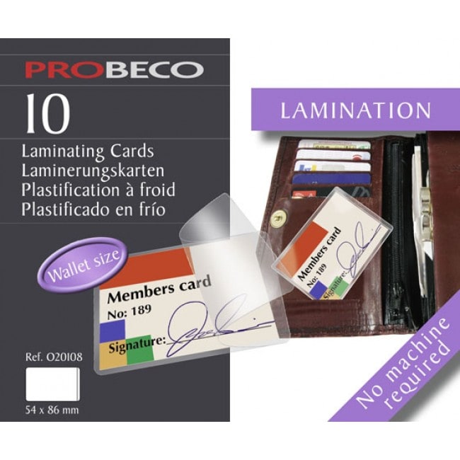Probeco - 10 Pochettes plastique adhésive pour porte carte de visite 60x95 mm