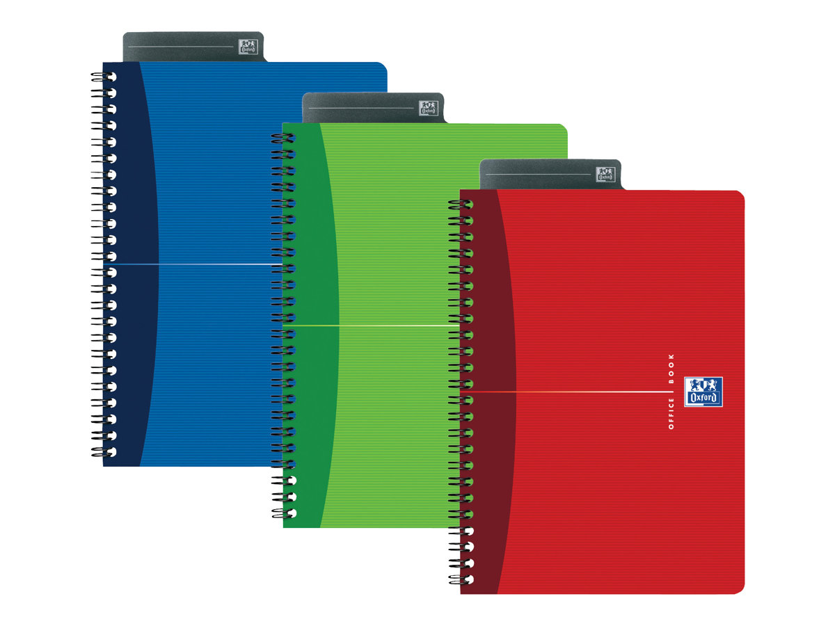Oxford Office Essentials - Cahier à spirale A5 - 180 pages - petits carreaux (5x5 mm) - disponible dans différentes couleurs