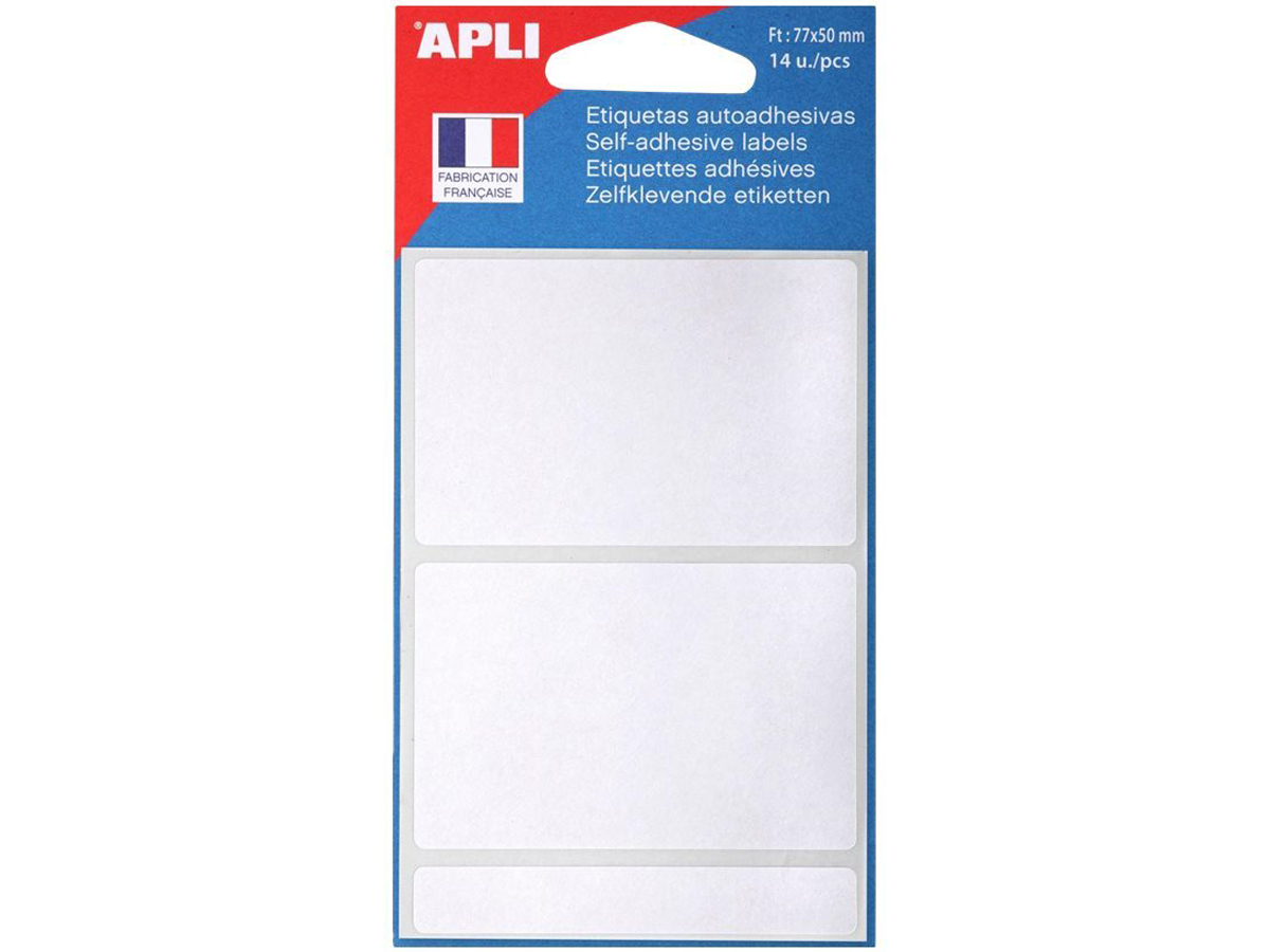 Apli Agipa - 14 étiquettes blanches adhésives - 77 x 50 mm - réf 111957