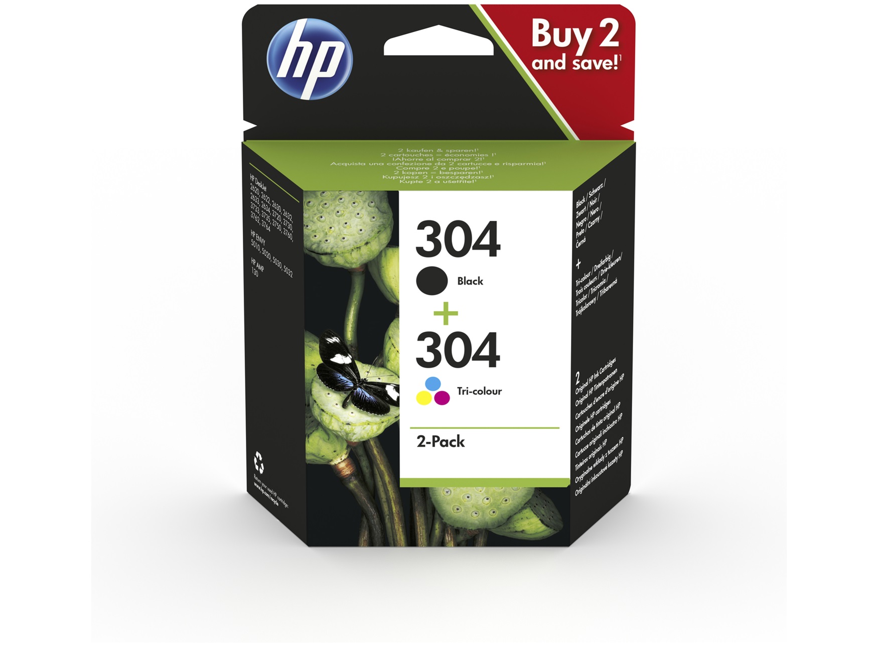 HP 304 - pack de 2 - noir, cyan, magenta, jaune - cartouche d'encre originale