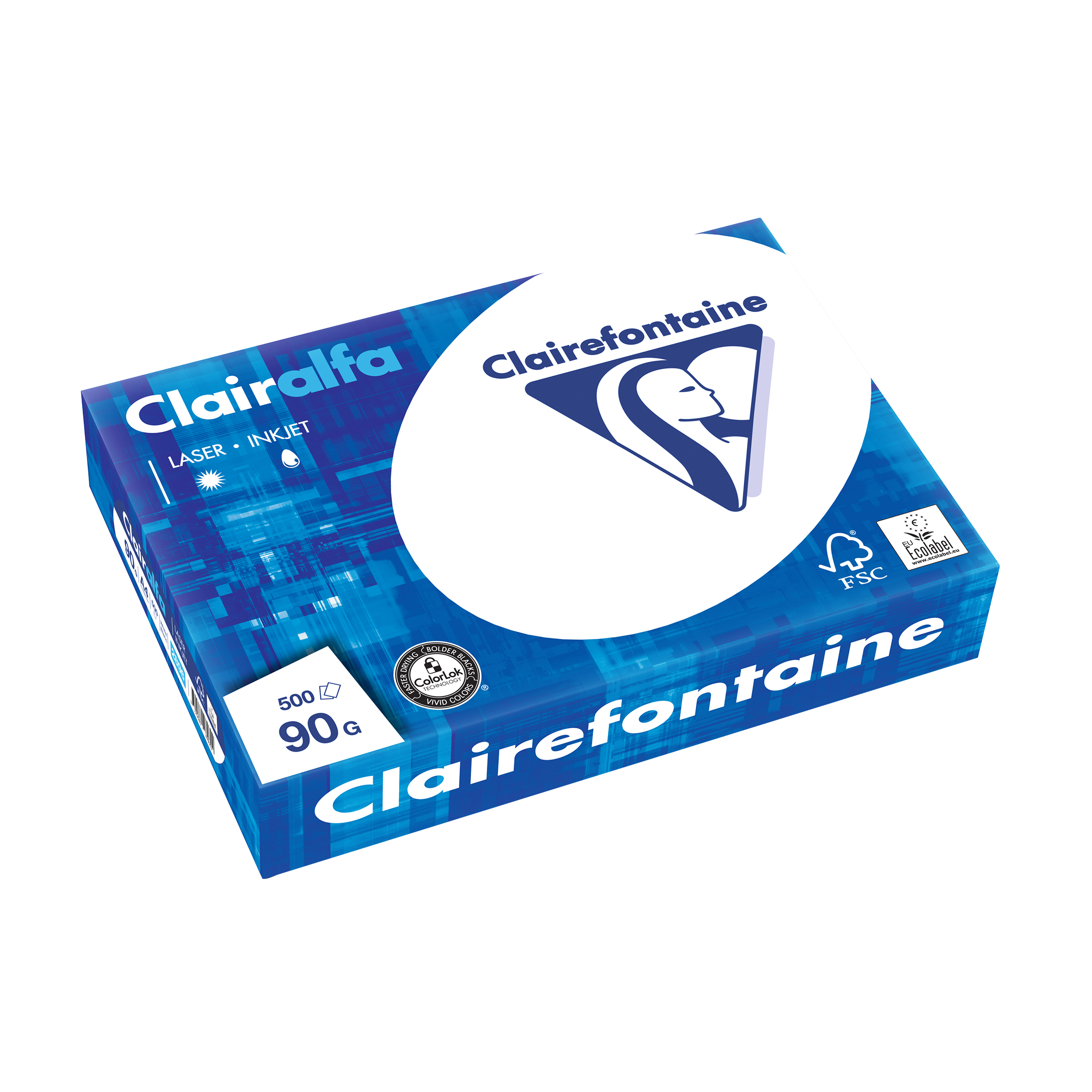 Clairefontaine - Papier blanc - A4 (210 x 297 mm) - 90 g/m² - 2500 feuilles (carton de 5 ramettes)