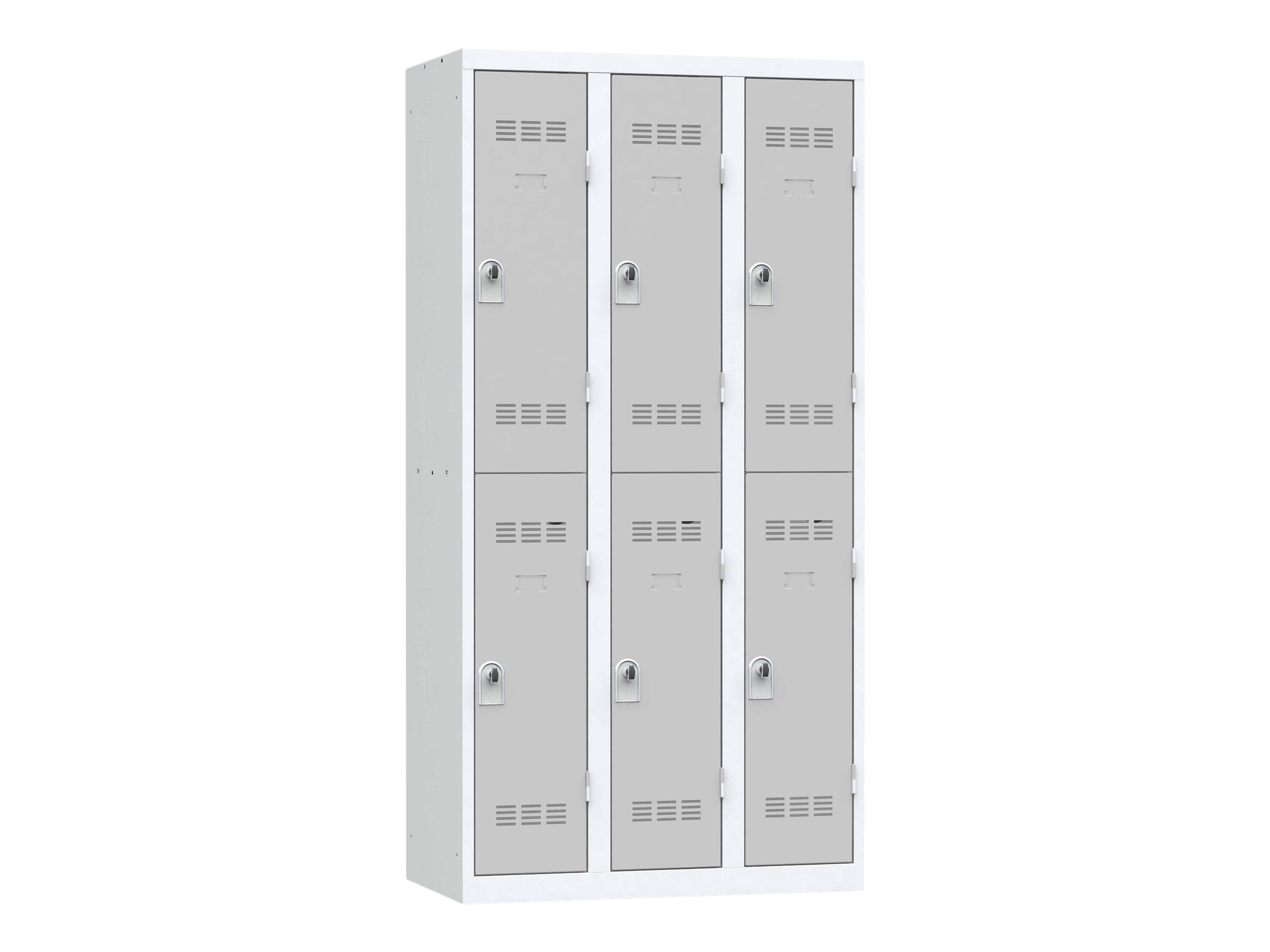 Vestiaire multicases - 3 colonnes - 6 portes - 180 x 90 x 50 cm - gris/gris
