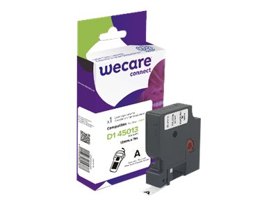 WECARE - Ruban d'étiquettes auto-adhésives pour Dymo D1 - 1 rouleau (12 mm x 7 m) - fond blanc écriture noire