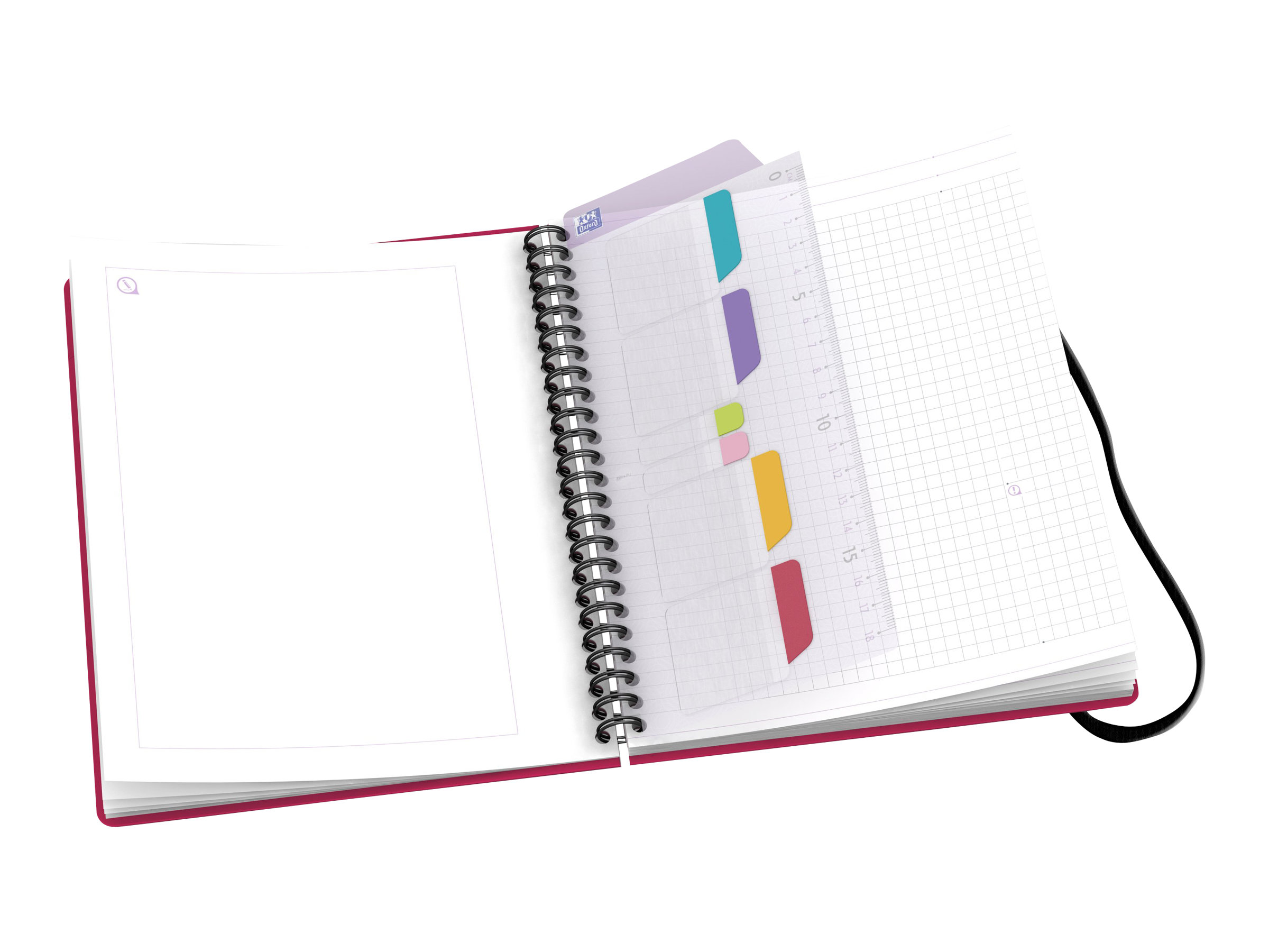 Cahier Plastique Spirale Page De Garde Transparente Oxford Beauty Eden - Cahier A5+ à spirale et élastique - ligné - avec onglets autocollants Pas Cher | Bureau Vallée