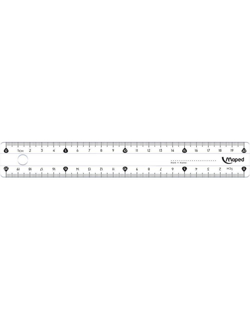 Règle Plate Maped Start 146 - 20 Cm - Plastique Transparent Avec Poignée - Étui Protection