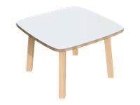 Table basse WOODY - L60 x H40 x P60 cm - plateau blanc