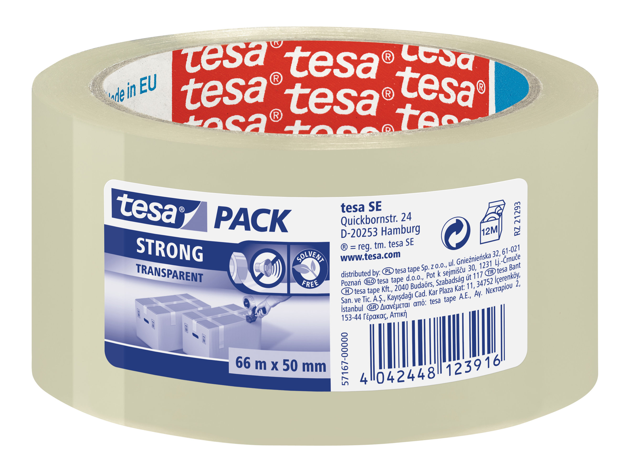 Tesapack Strong - Ruban adhésif d'emballage - 50 mm x 66 m - transparent