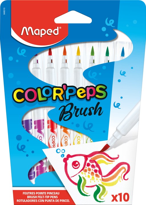 Maped Color'Peps - 10 Feutres pinceaux à pointe souple