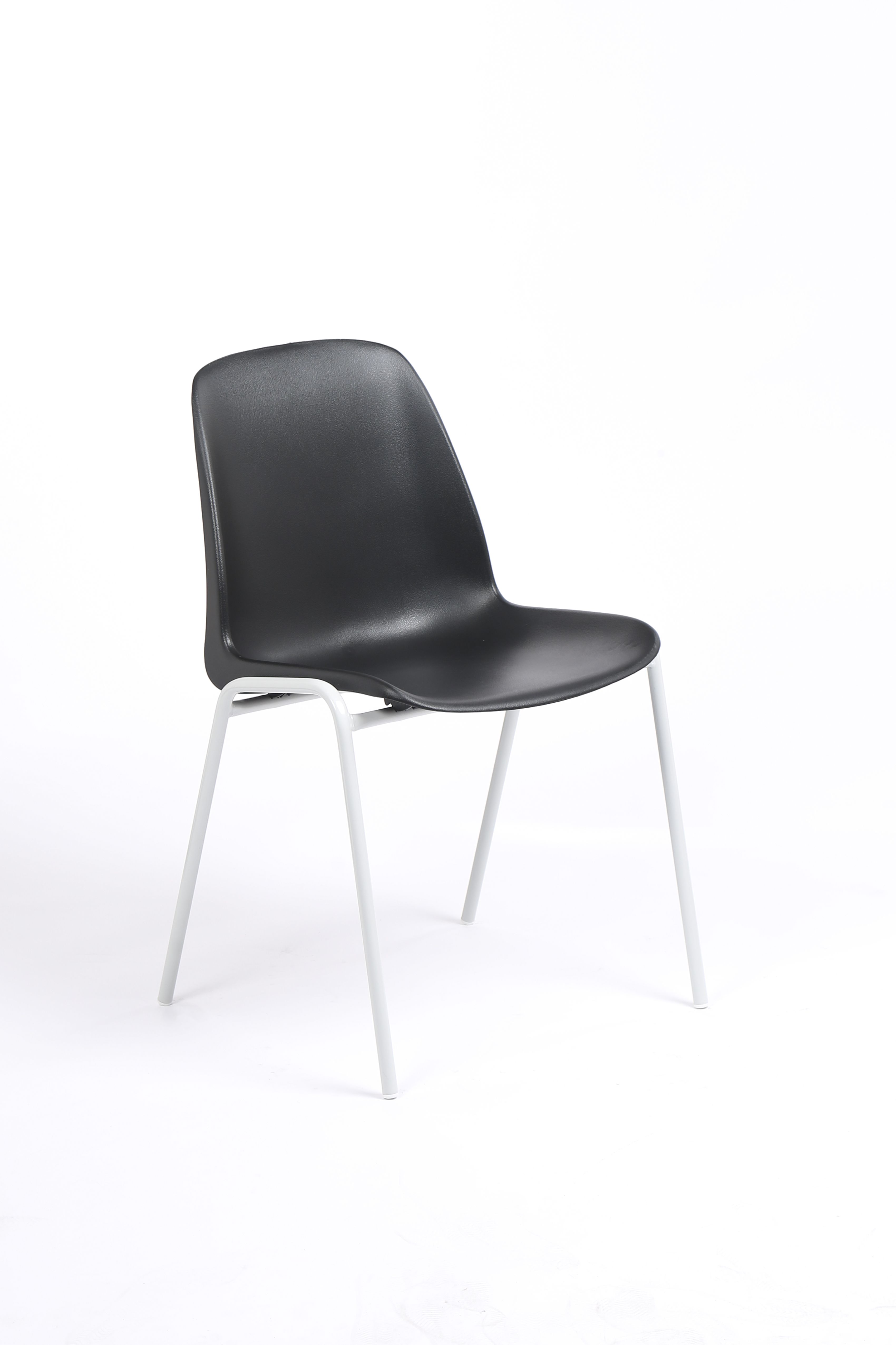 Chaise CHARLOTTE - pieds blancs sans accroche - coque M1 (non feu) - noir
