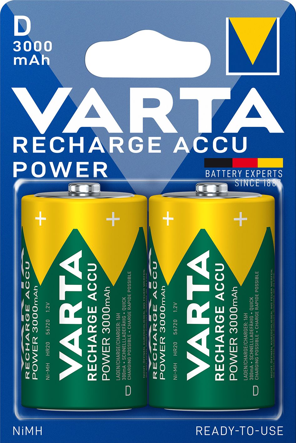 VARTA Accu power - 2 piles alcalines rechargeables - D LR20