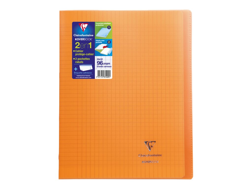 Page De Garde Cahier Du Jour Dessin Protege Cahier Incolore Clairefontaine Koverbook - Cahier polypro 24 x 32 cm - 96 pages - grands carreaux (Seyes) - orange