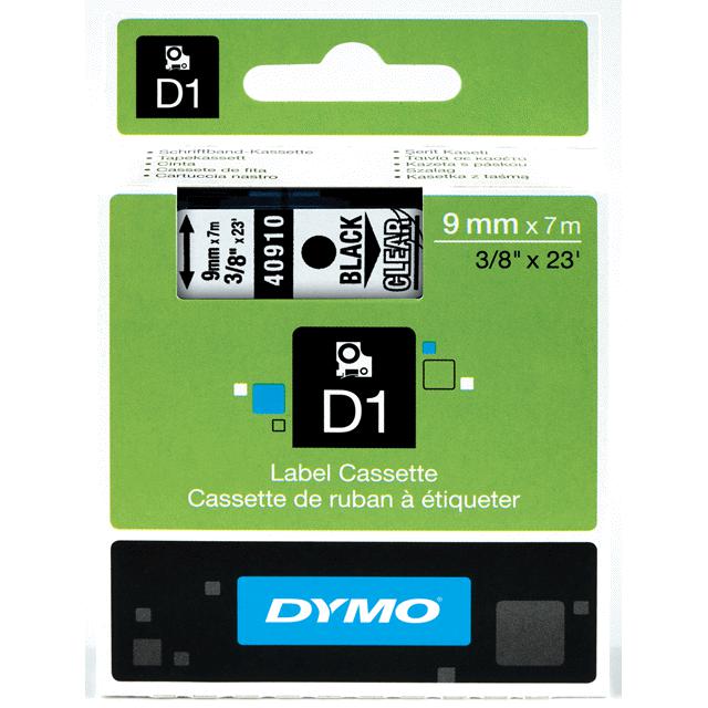 Dymo D1 - Ruban d'étiquettes auto-adhésives - 1 rouleau (9 mm x 7 m) - fond transparent écriture noire 