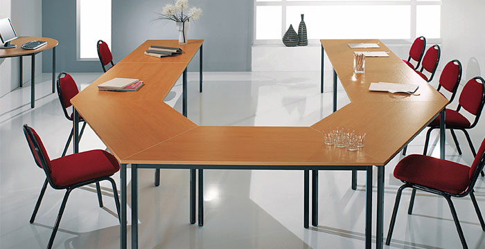 Table modulaire rectangulaire - L120 x H74 x P60 cm - imitation hêtre