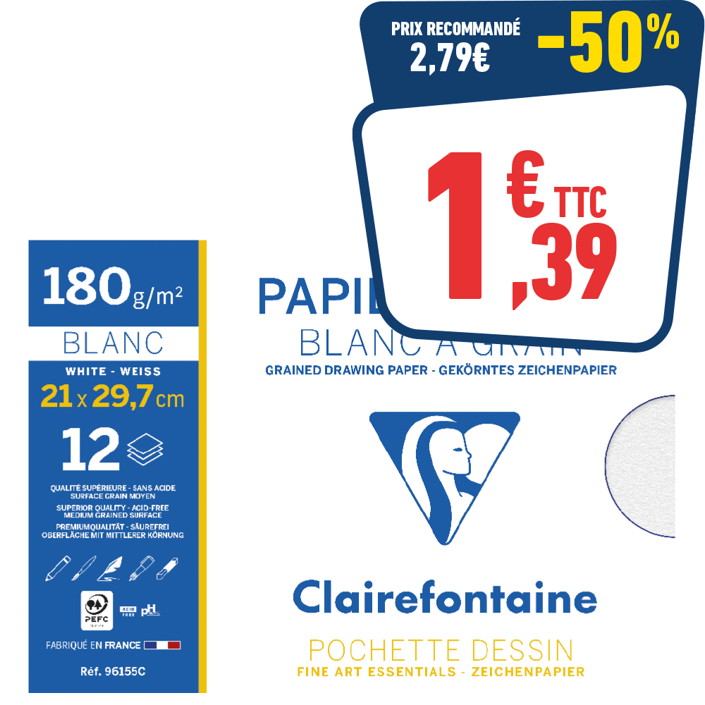 PAPIER A DESSIN BLANC A4 - 12 FEUILLES