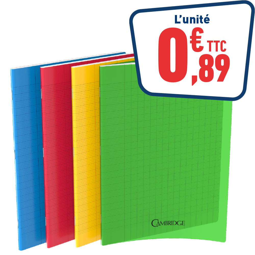 CAHIER 24x32 CM 96 PAGES - GRANDS CARREAUX