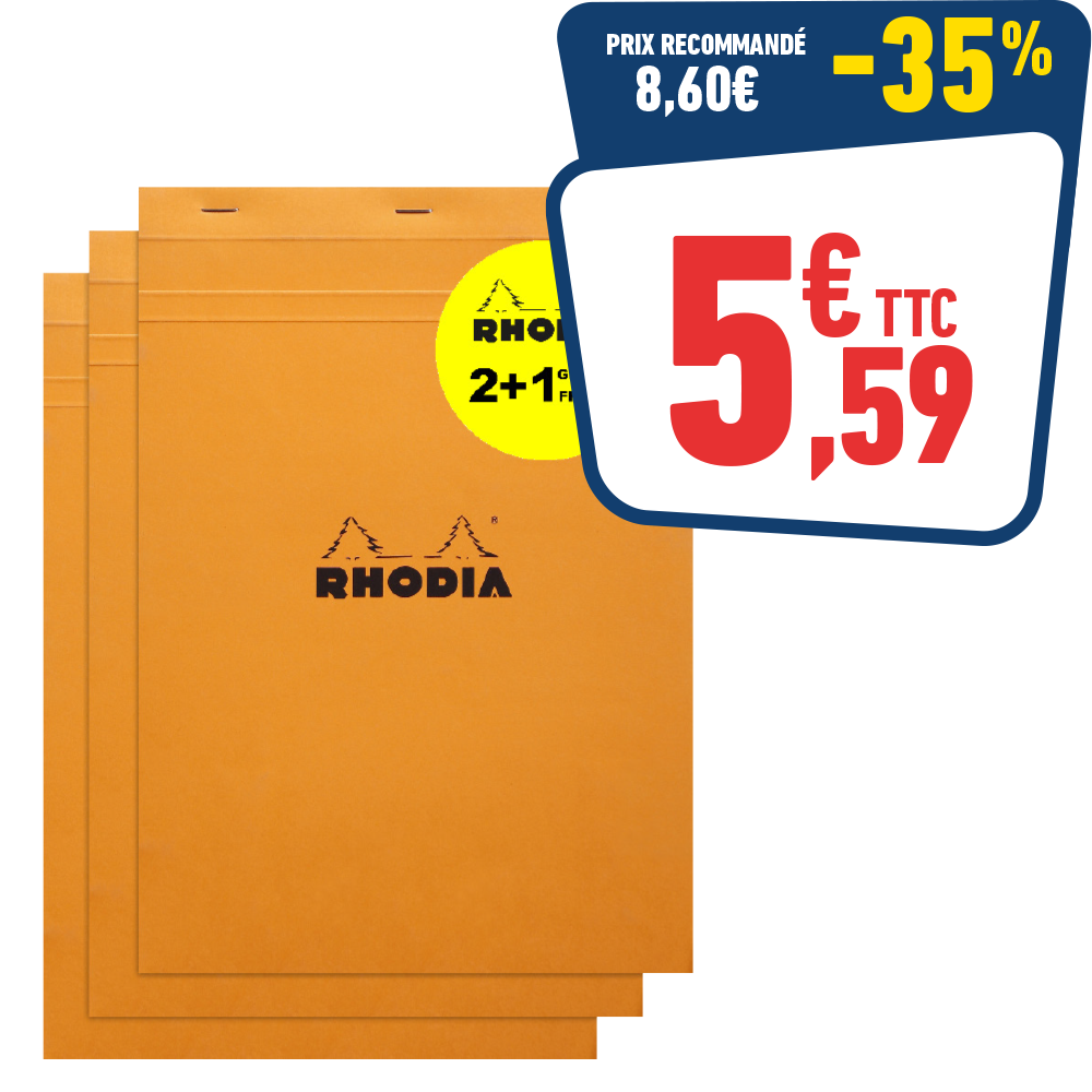 3 BLOCS RHODIA A4 - 160 PAGES - PETITS CARREAUX