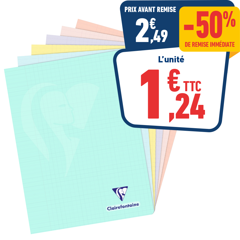 CAHIER 24x32 CM MIMESYS 96 PAGES - GRANDS CARREAUX - PASTEL