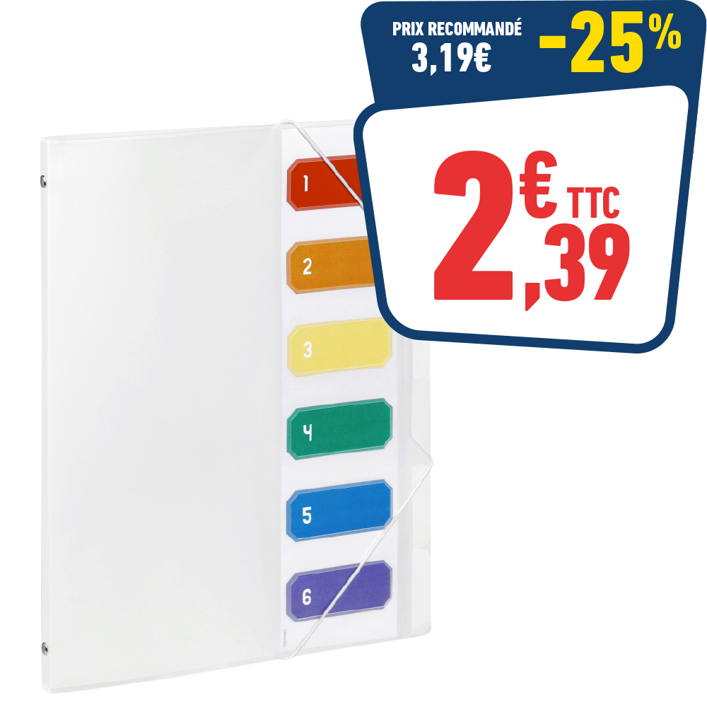 TRIEUR 6 COMPARTIMENTS - A4 - POLYPROPYLÈNE