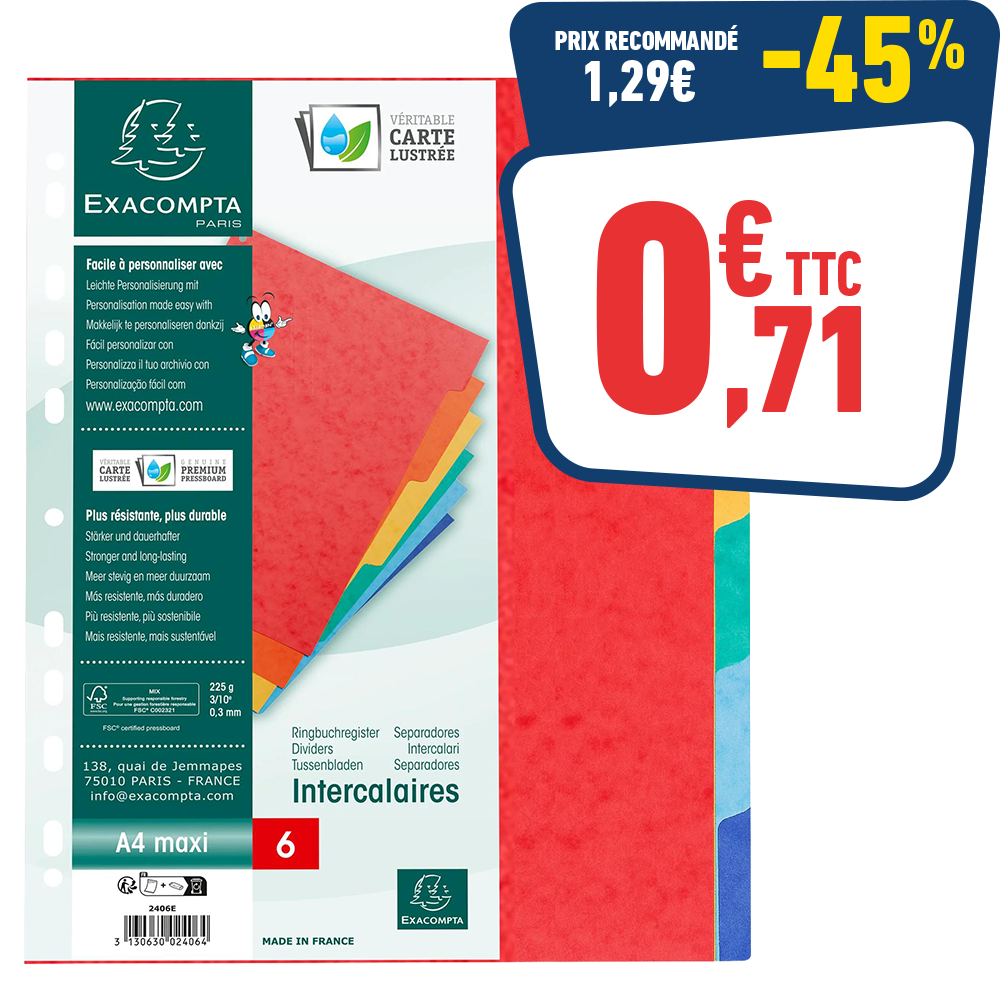 INTERCALAIRES NATURE FUTURE 6 POSITIONS - A4+ - CARTE