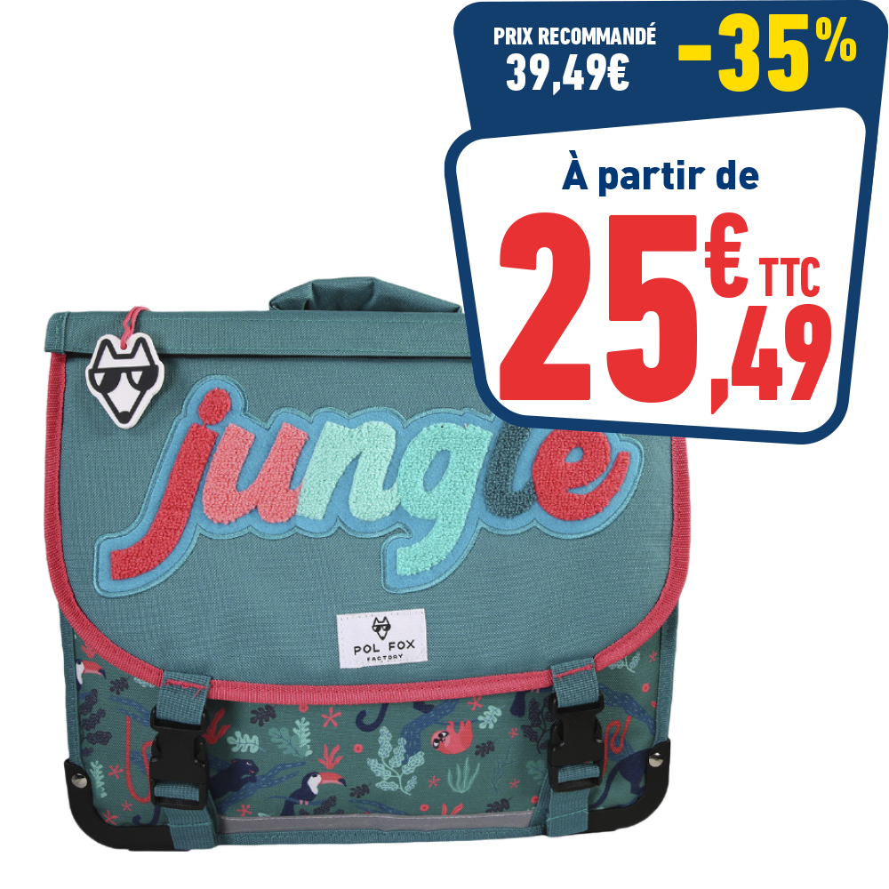 Cartable Jungle 35 x 13 x 30 cm