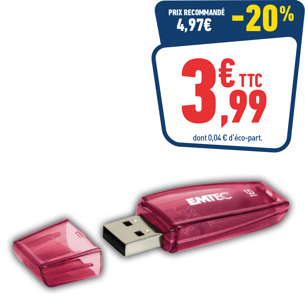 CLE USB 16GO 2.0 C410 ROUGE EMTEC