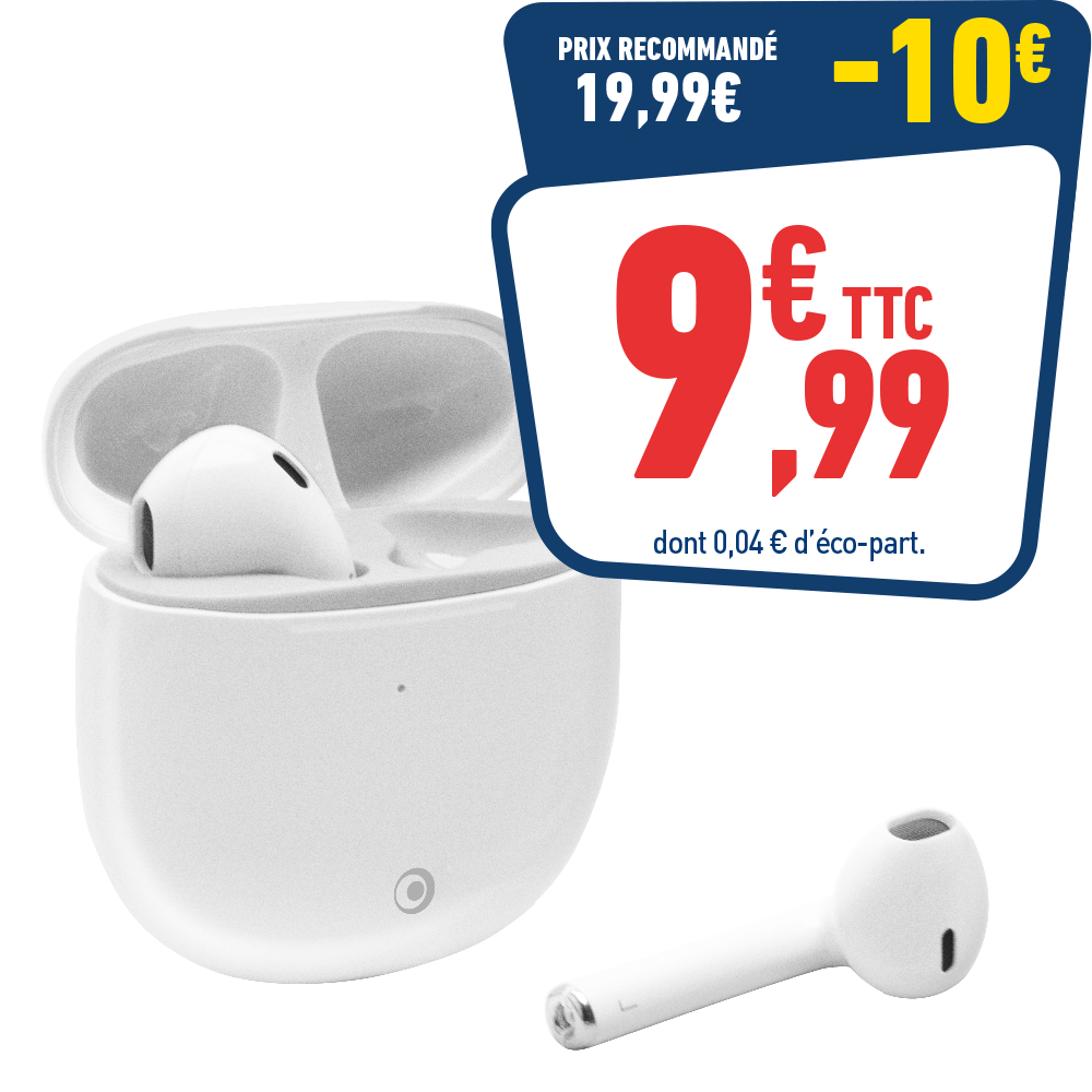 BIGBEN ECOUTEURS TRUE WIRELESS SANS FIL BLANC