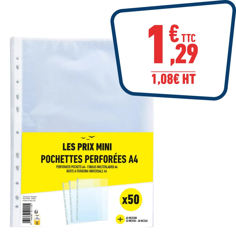 50 POCHETTES PERFORÉES