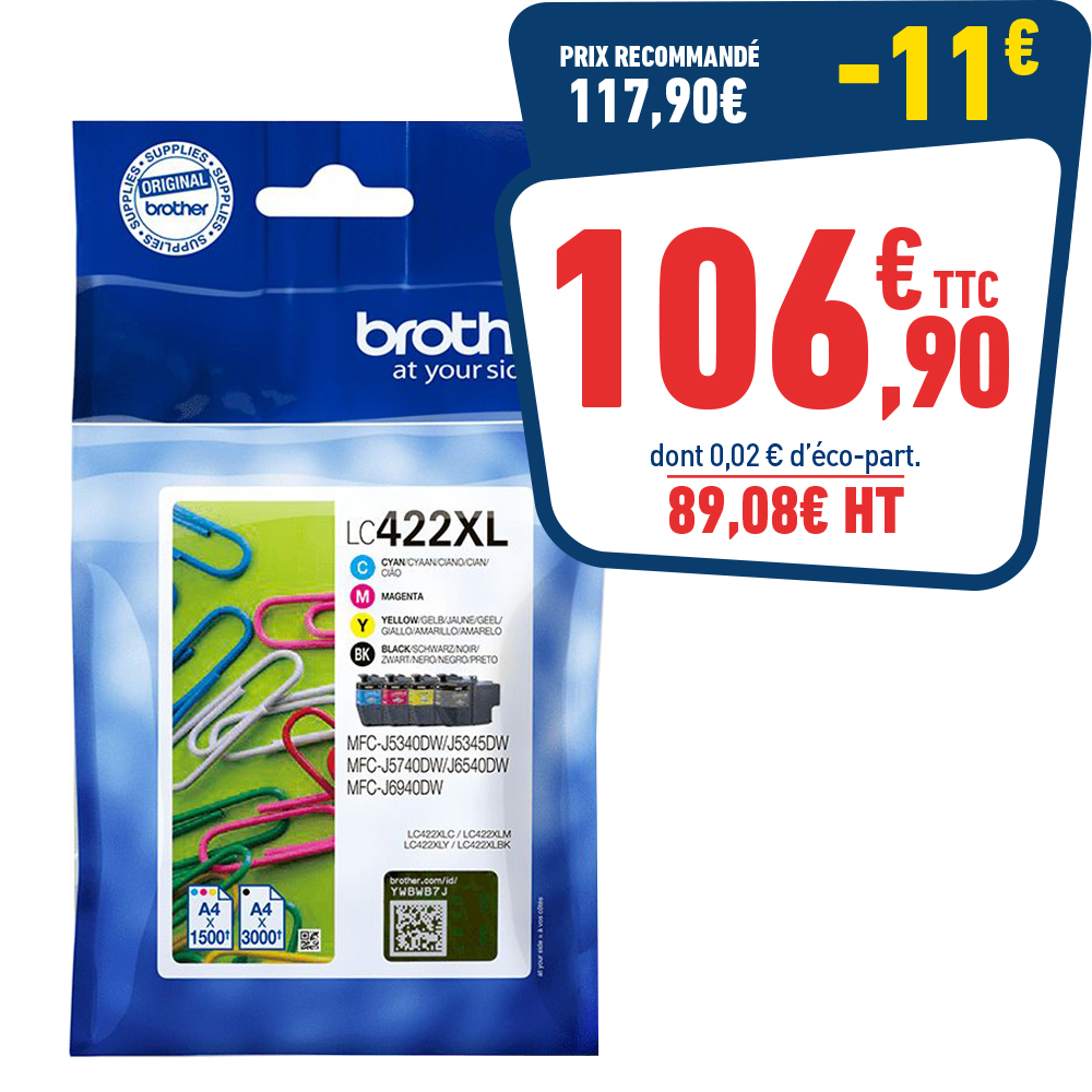 PACK DE 4 CARTOUCHE D'ENCRE BROTHER LC422XL