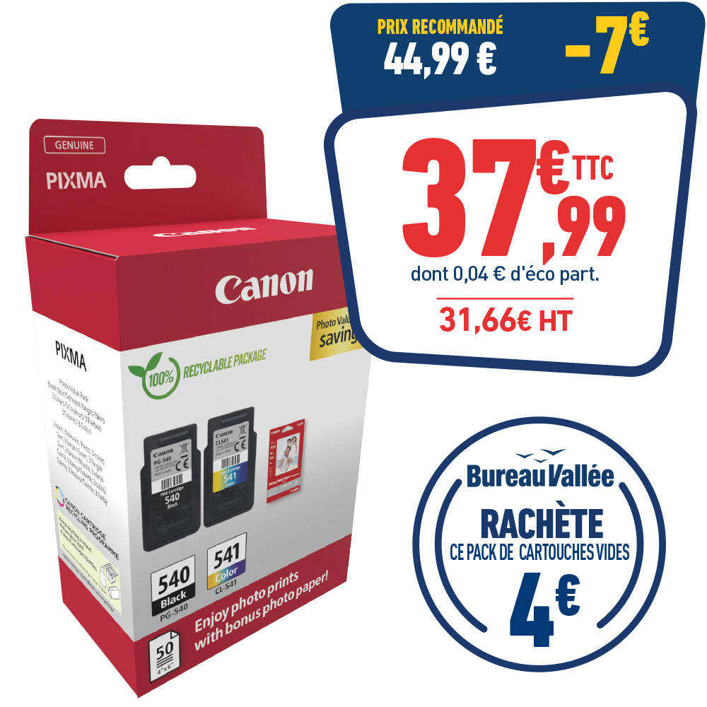 PACK DE 2 CARTOUCHES D'ENCRE CANON PG-540/CL-541