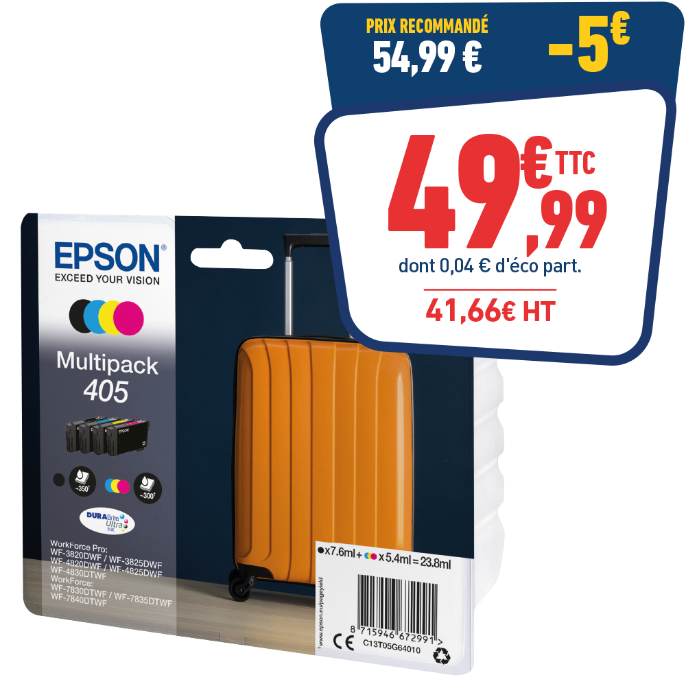 PACK DE 4 CARTOUCHES EPSON VALISE 405