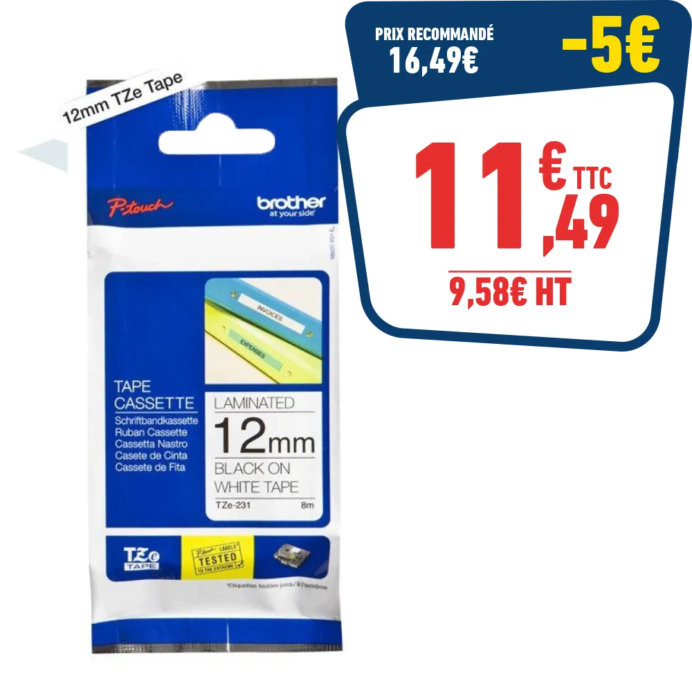 RUBAN D’ÉTIQUETTES AUTO-ADHÉSIVES BROTHER TZe-231