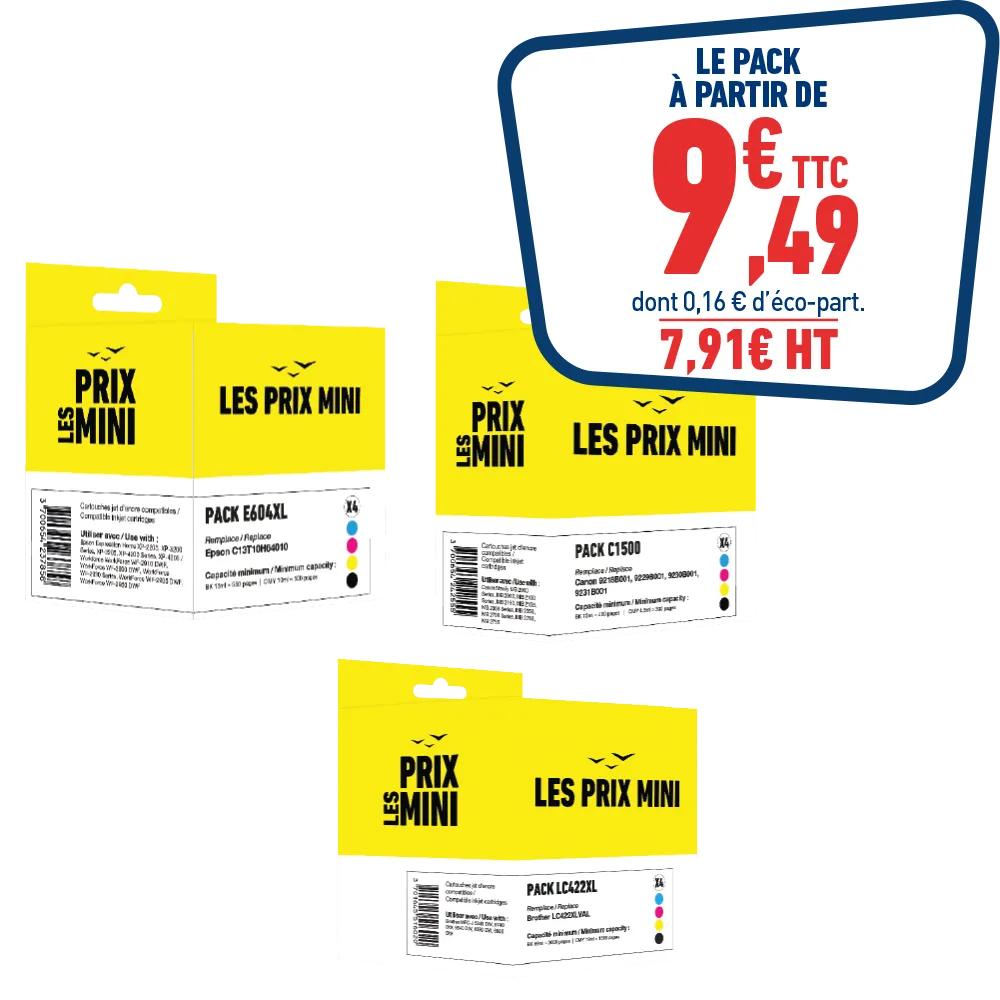 PACK DE CARTOUCHES COMPATIBLES PRIX MINI