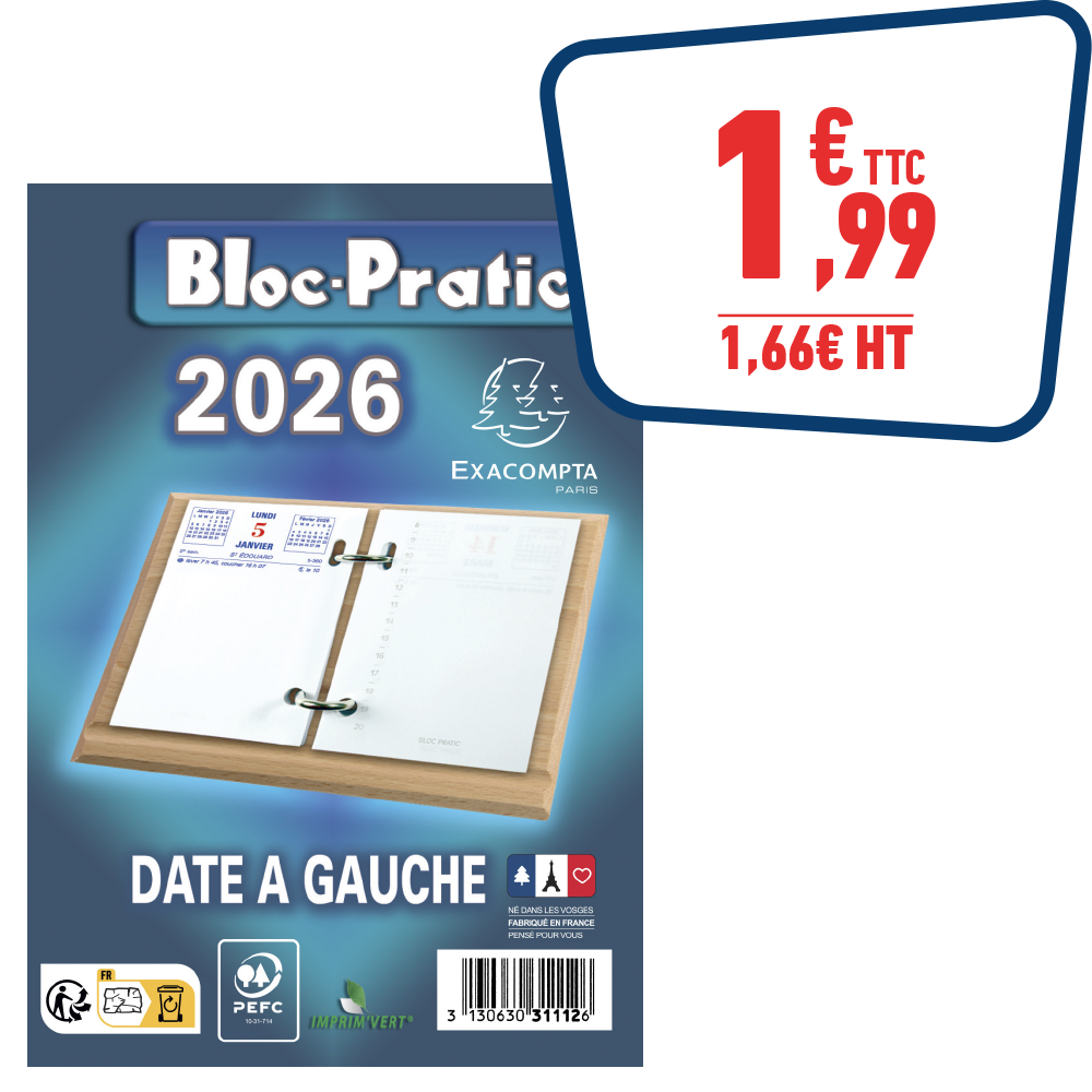 Bloc-pratic journalier 8,2 x 12 cm