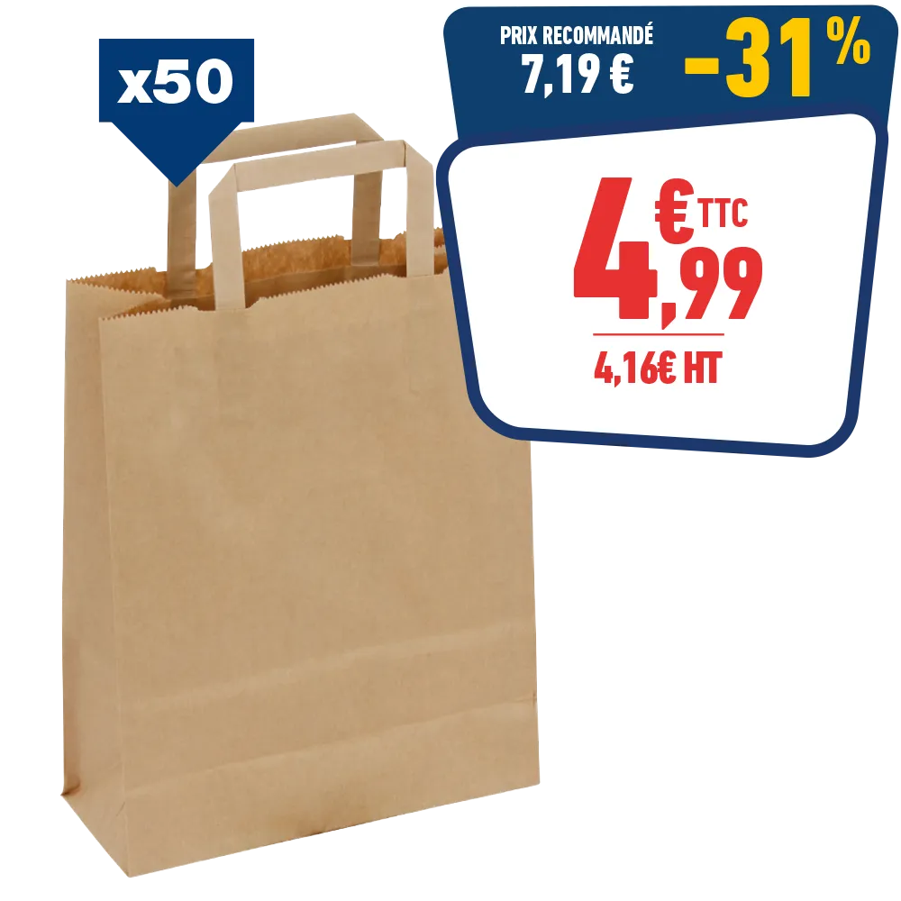 50 SACS KRAFT 22 x 10 x 28 CM