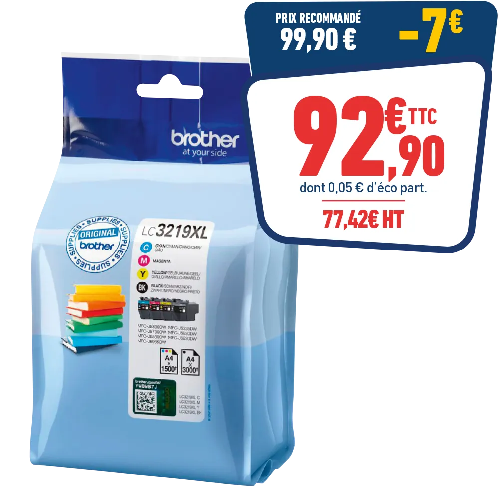 PACK DE 4 CARTOUCHES D'ENCRE BROTHER LC3219 XL