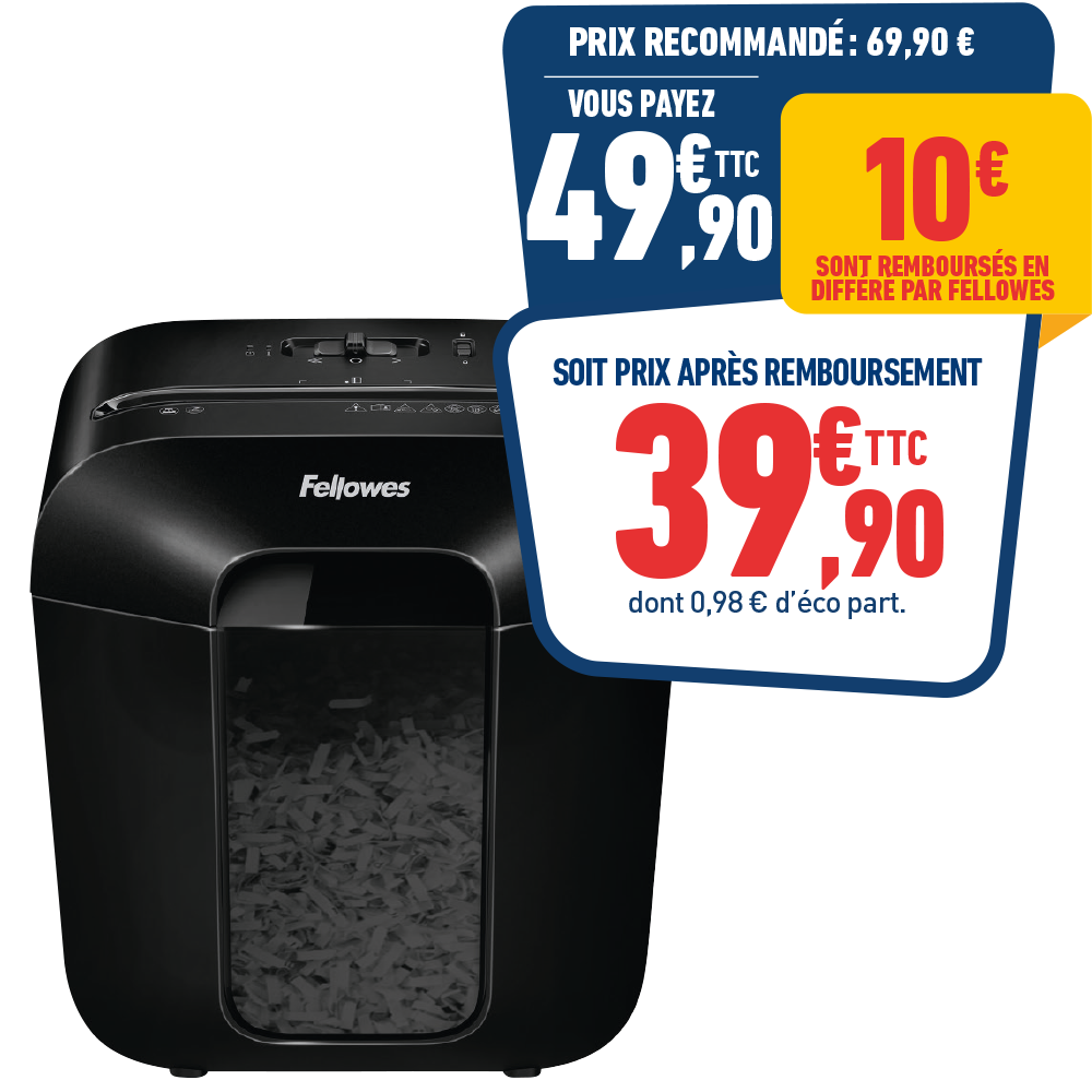 DESTRUCTEUR FELLOWES LX25 COUPE CROISEE NOIR