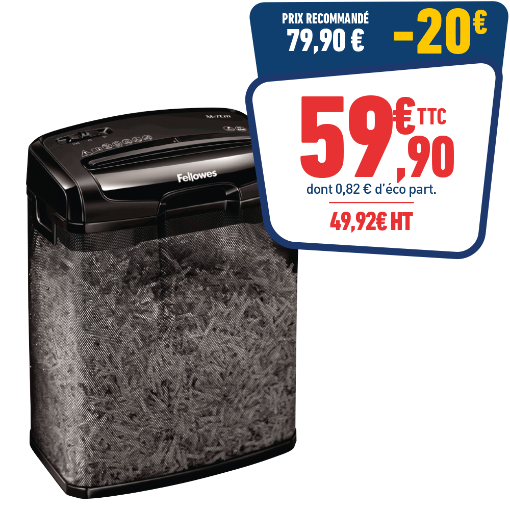 DESTRUCTEUR FELLOWES M-7CM COUPE CROISEE
