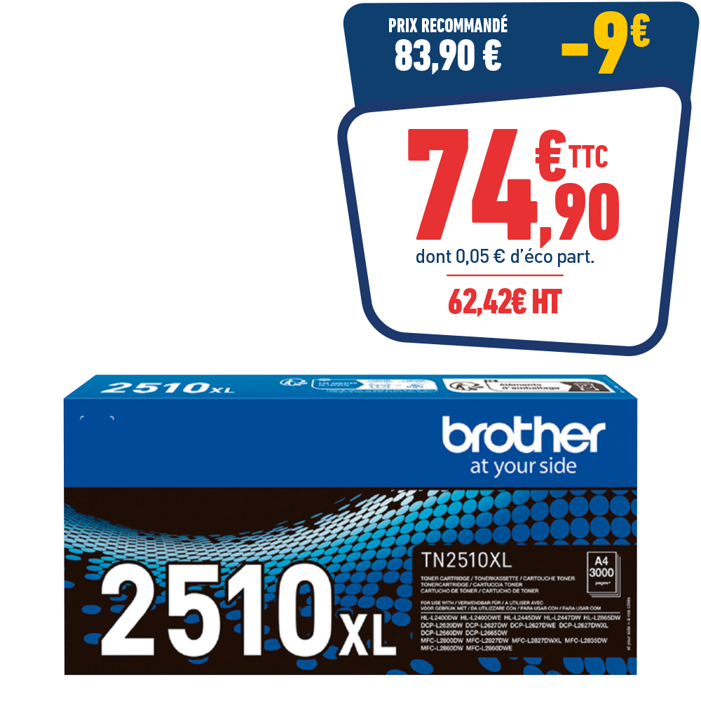 CARTOUCHE LASER BROTHER TN-2510XL NOIRE