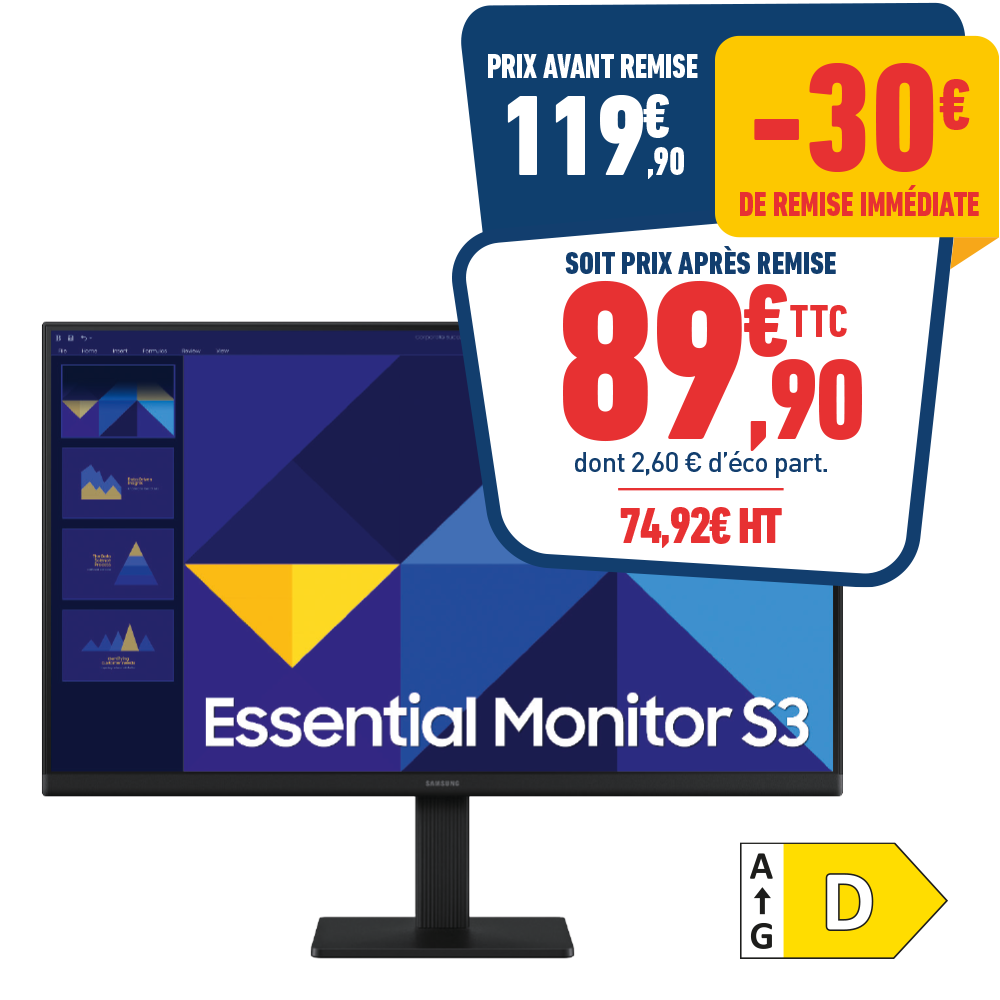 MONITEUR SAMSUNG 27 FULL HD NOIR 