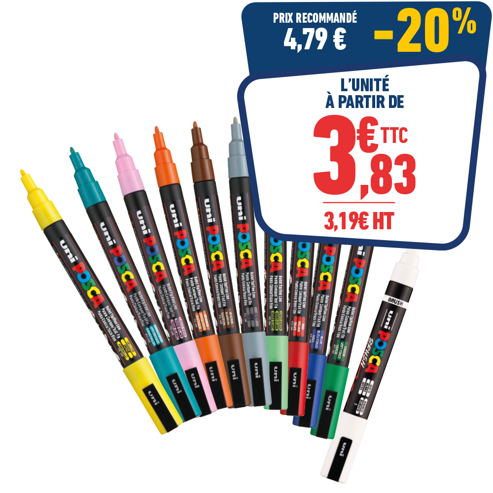 Marqueur pointe moyenne brush POSCA MARKER tous coloris