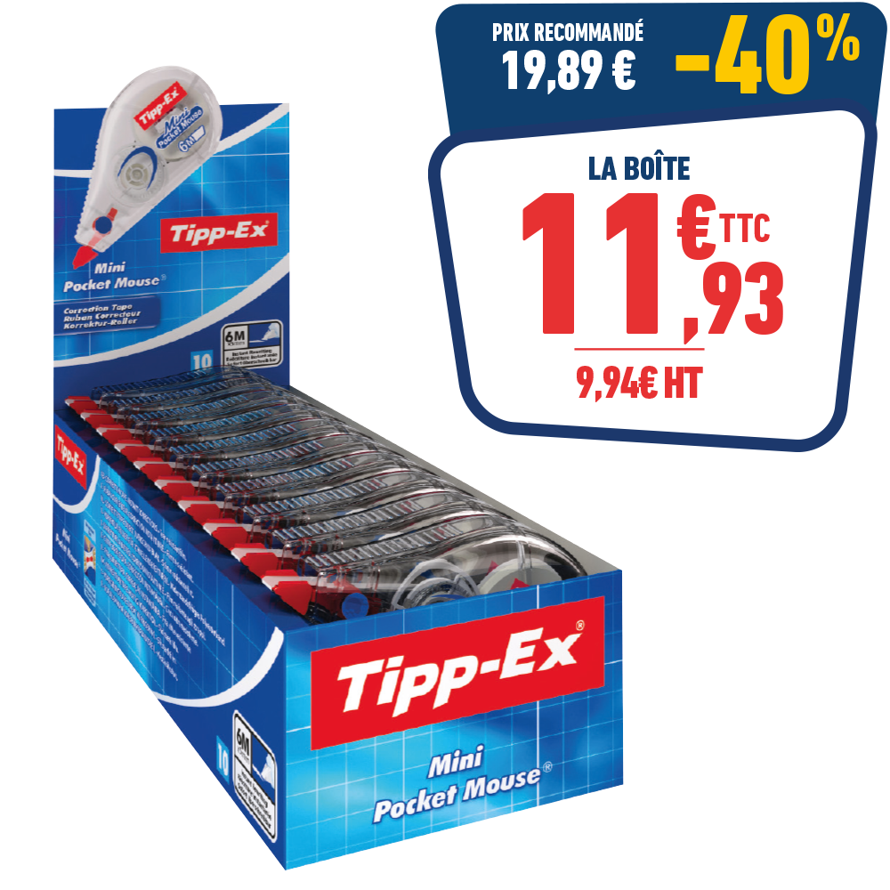 10 RUBANS CORRECTEURS MINI POCKET MOUSE - 6MX5MM