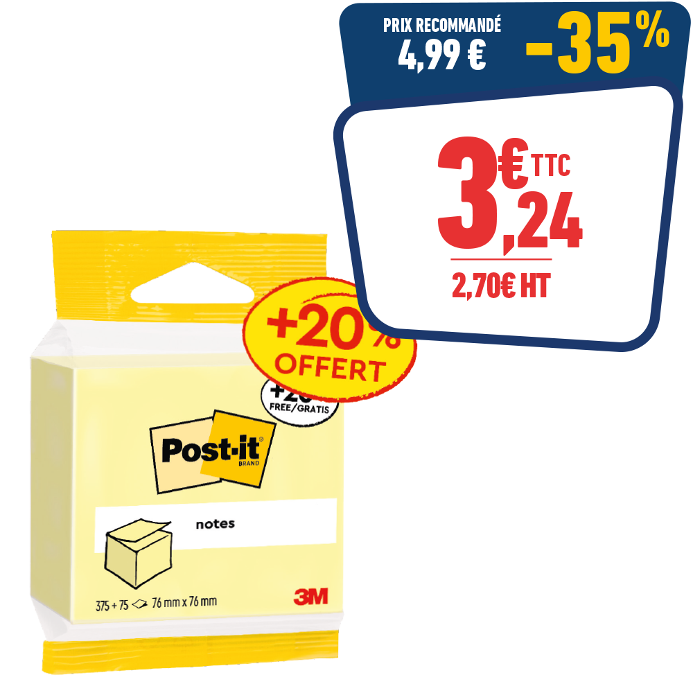 CUBE POST-IT JAUNE 450F