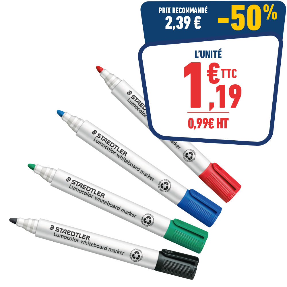 MARQUEUR EFFACABLE LUMOCOLOR - POINTE OGIVE MOYENNE